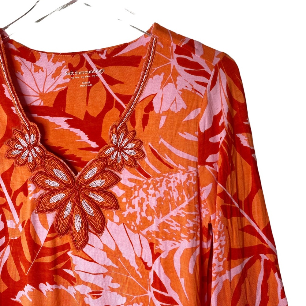 Soft Surroundings Del Rio Beaded Floral Tunic 3/4 Sleeves XS - Picture 10 of 12